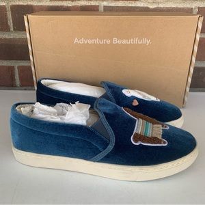 Blue Velvet Slip-On Shoes